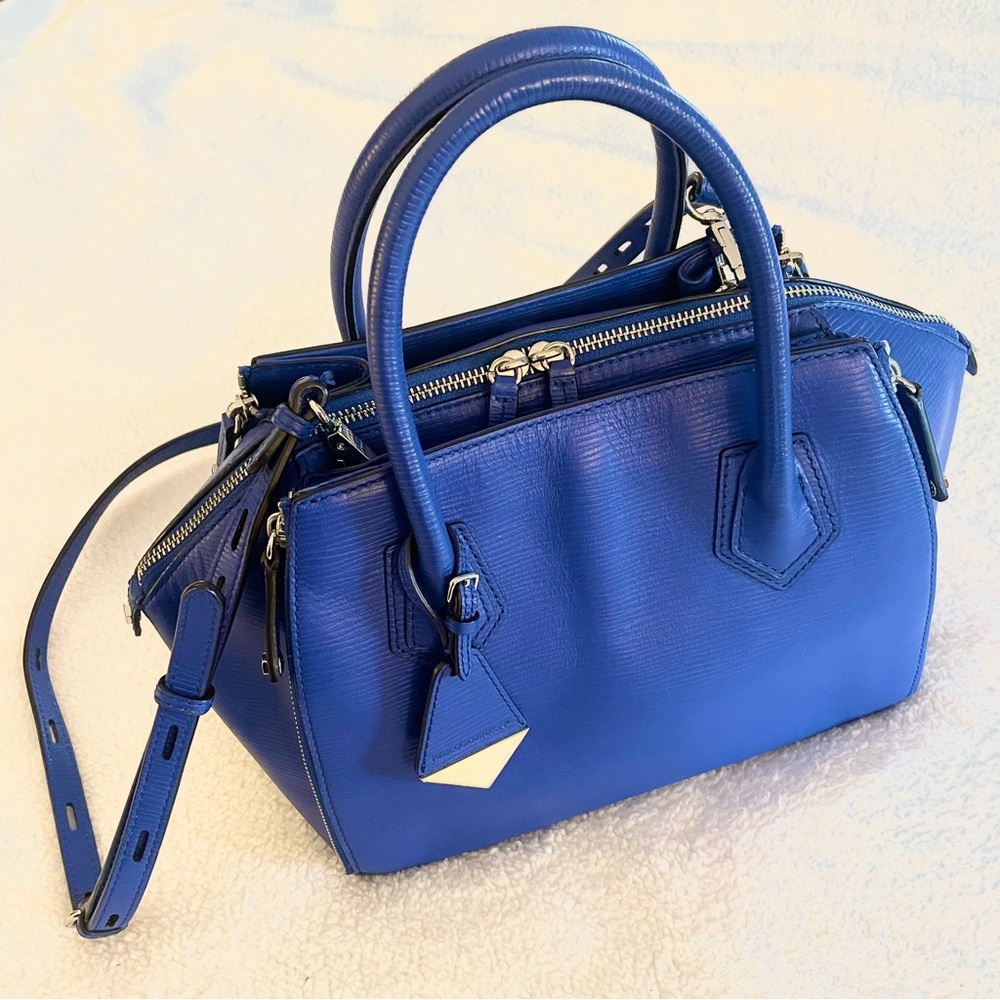 Rebecca Minkoff Perry Satchel, Wave Embossed Cobalt Blue Leather